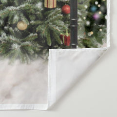 Lofaris Glitter Christmas Trees With Street Lamps Backdrop