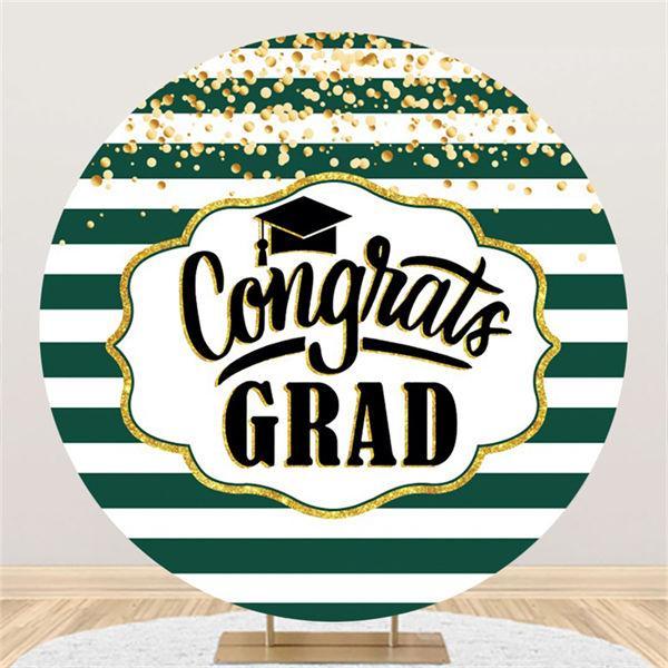 Lofaris Glitter Circle Green-White Stripes Congrategrad Backdrop