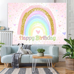Lofaris Glitter Colorful Heart Rainbow Happy Birthday Backdrop