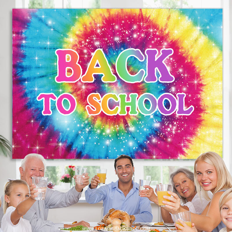 Lofaris Glitter Colorful Rainbow Theme Back To School Backdrop