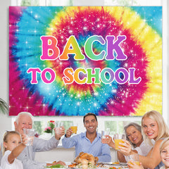 Lofaris Glitter Colorful Rainbow Theme Back To School Backdrop