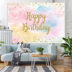 Lofaris Glitter Colorful Sky Cloud Happy Birthday Backdrop