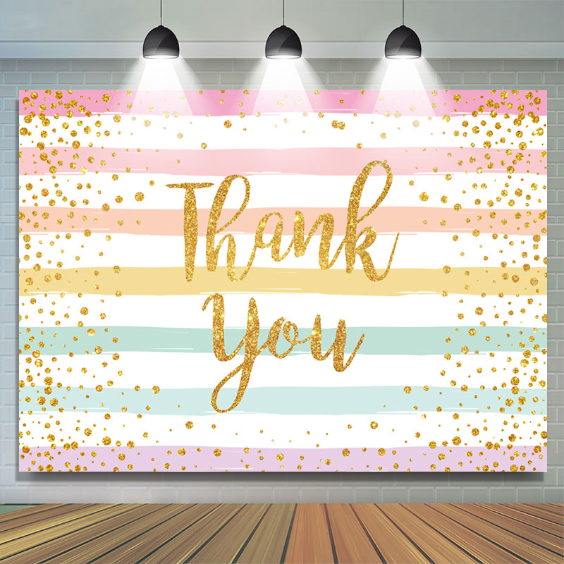 Lofaris Glitter Colorful Stripes Thank You Mother Backdrop
