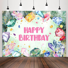 Lofaris Glitter Crystal Jewel Girl Happy Birthday Backdrop