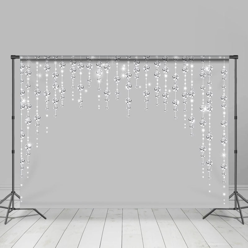 Lofaris Glitter Diamonds Pure Grey Backdrop For Birthday Party