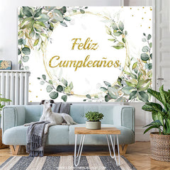 Lofaris Glitter Feliz Cumpleanos Leaf Happy Birthday Backdrop