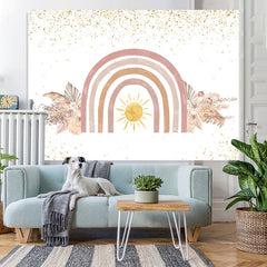 Lofaris Glitter Floral And Sun Baby Shower Backdrop For Girl