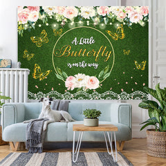 Lofaris Glitter Floral Butterfly Themed Baby Shower Backdrop
