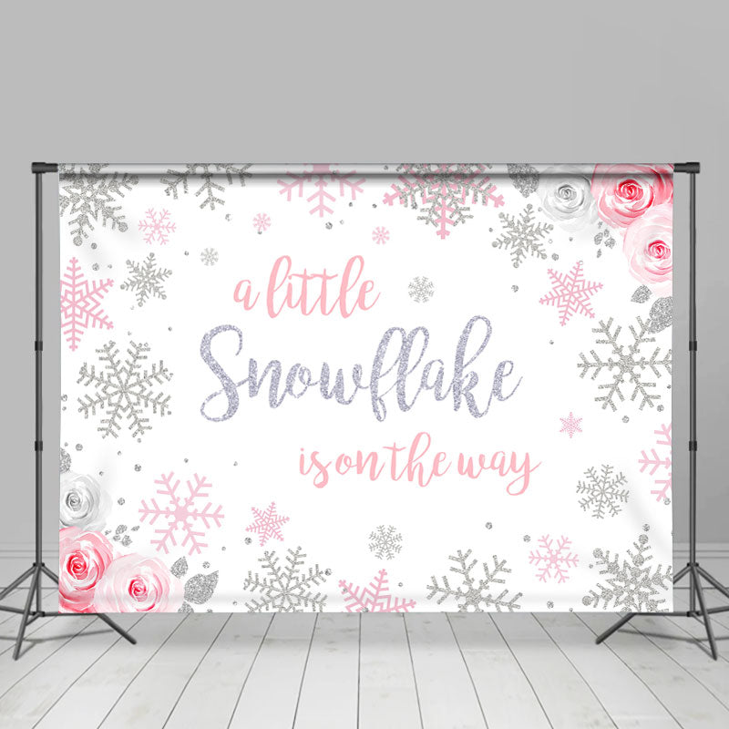 Lofaris Glitter Floral Little Snowflake In On The Way Backdrop