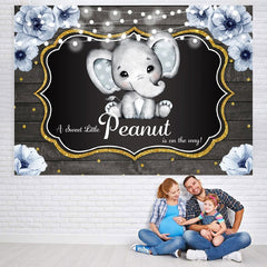 Lofaris Glitter Floral Peanut Elephant Baby Shower Backdrop