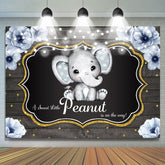 Lofaris Glitter Floral Peanut Elephant Baby Shower Backdrop