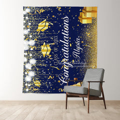 Lofaris Glitter Gloden Balloon Class Of 2022 Graduare Backdrop