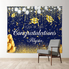 Lofaris Glitter Gloden Balloon Class Of 2022 Graduare Backdrop