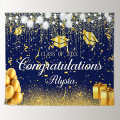 Lofaris Glitter Gloden Balloon Class Of 2022 Graduare Backdrop