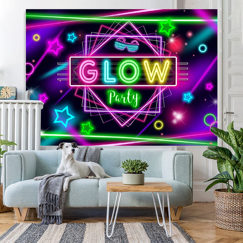 Lofaris Glitter Glow Party And Abstract Lines Birthday Backdrop