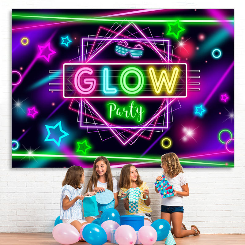 Lofaris Glitter Glow Party And Abstract Lines Birthday Backdrop