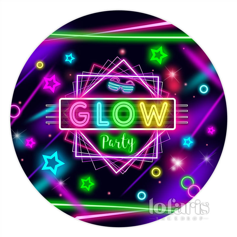 Lofaris Glitter Glow Party And Lines Round Birthday Backdrop