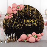 Lofaris Glitter Gold Black Happy Retirement Round Backdrop