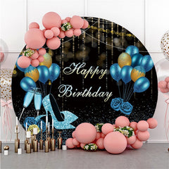 Sleep Yellow Cat With Balloons Space Round Backdrop