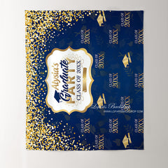Lofaris Glitter Golden Blue Graduation Party Prom Backdrop