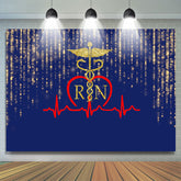 Lofaris Glitter Golden Blue Bokeh Stethoscope Themed Backdrop