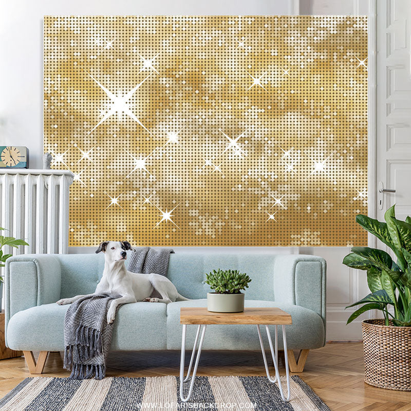 Lofaris Glitter Golden Bokeh Happy Birthday Themed Backdrop