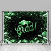 Lofaris Glitter Green And Black Theme Happy Graduation Backdrop
