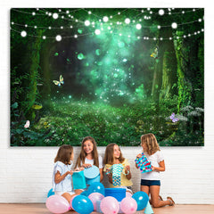 Lofaris Glitter Green Plants World With Butterfly Backdrop