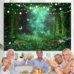 Lofaris Glitter Green Plants World With Butterfly Backdrop