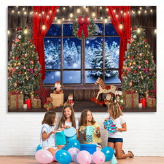 Lofaris Glitter Light And Tree Christmas Backdrop for Winter