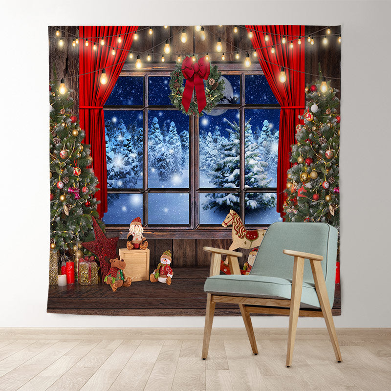 Lofaris Glitter Light And Tree Christmas Backdrop for Winter