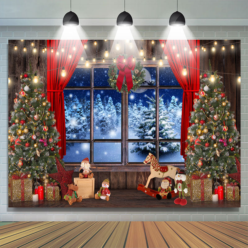 Lofaris Glitter Light And Tree Christmas Backdrop for Winter