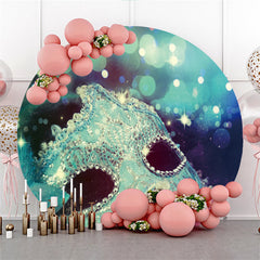 Gold Crown And Abstract Lines Round Baby Shower Backdrop