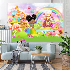 Lofaris Glitter Light Candy House Baby Shower Backdrop For Girl