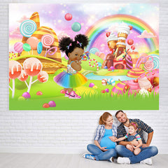 Lofaris Glitter Light Candy House Baby Shower Backdrop For Girl
