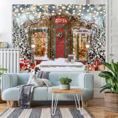 Lofaris Glitter Light Christmas Tree Gift Snow Winter Backdrop