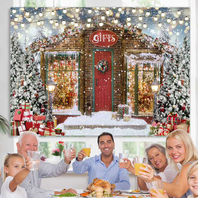 Lofaris Glitter Light Christmas Tree Gift Snow Winter Backdrop