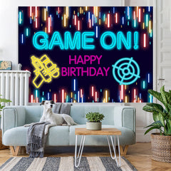 Lofaris Glitter Lights Game On Theme Happy Birthday Backdrop