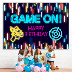Lofaris Glitter Lights Game On Theme Happy Birthday Backdrop