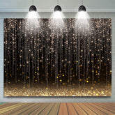 Lofaris Glitter Lines And Black Golden Bokeh Birthday Backdrop