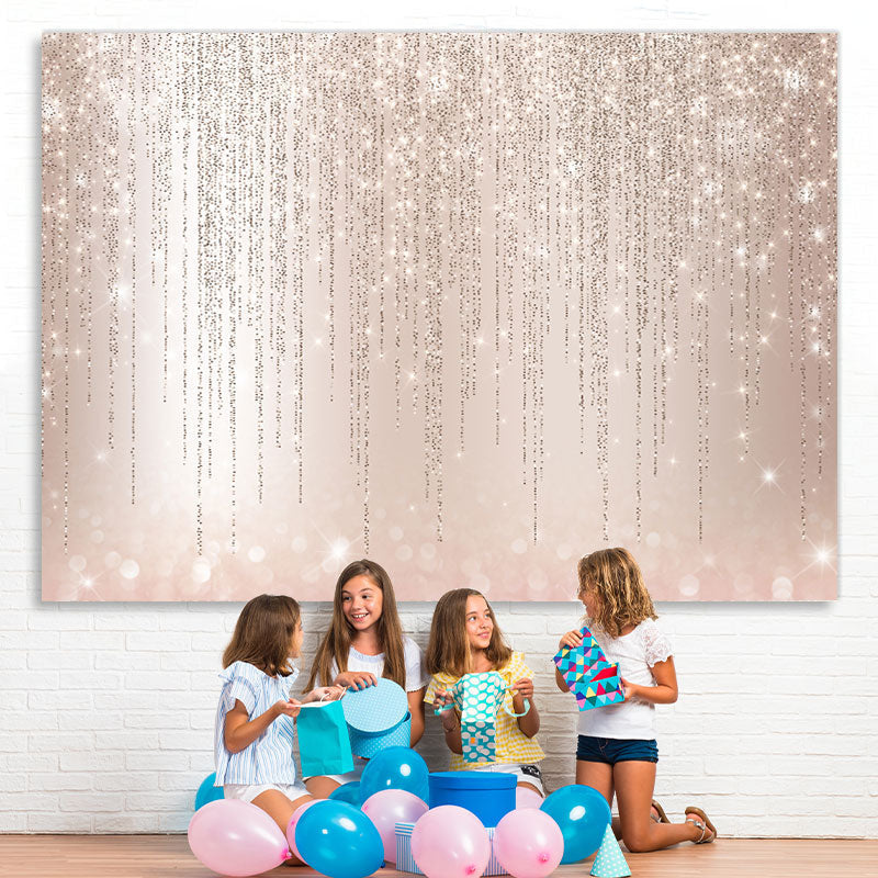 Lofaris Glitter Lines And Light Pink Bokeh Birthday Backdrop