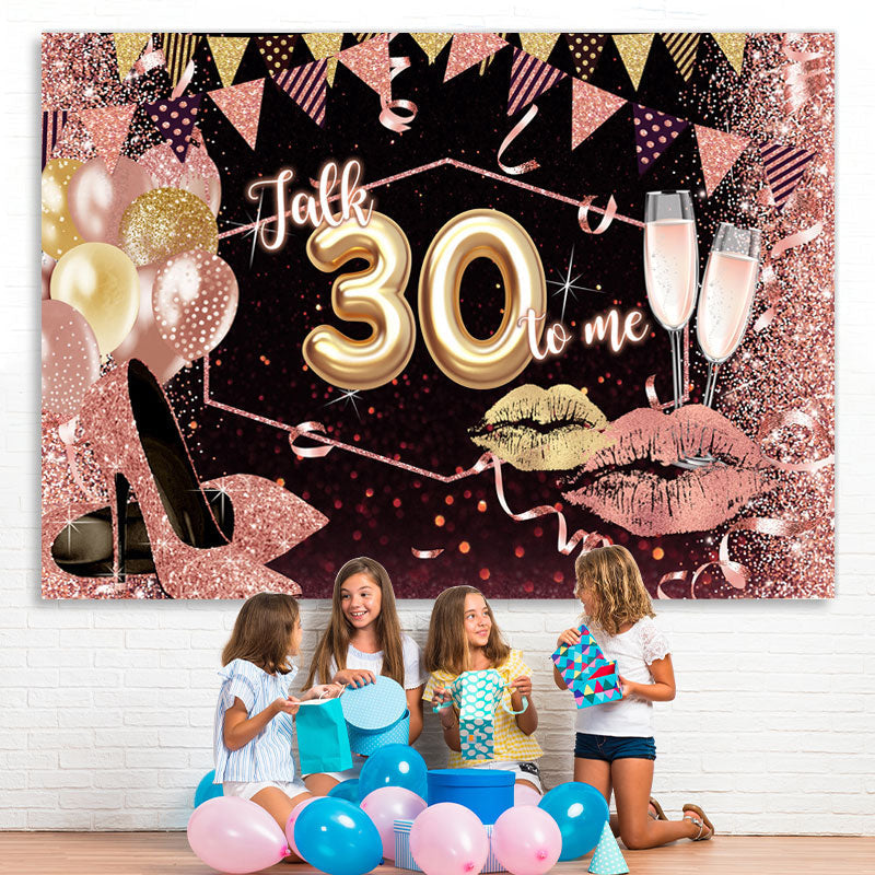 Lofaris Glitter Lips And Balloons Happy 30Th Birthday Backdrop