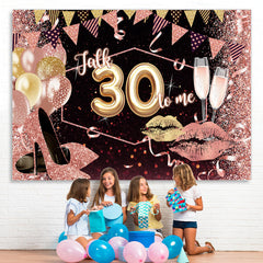 Lofaris Glitter Lips And Balloons Happy 30Th Birthday Backdrop
