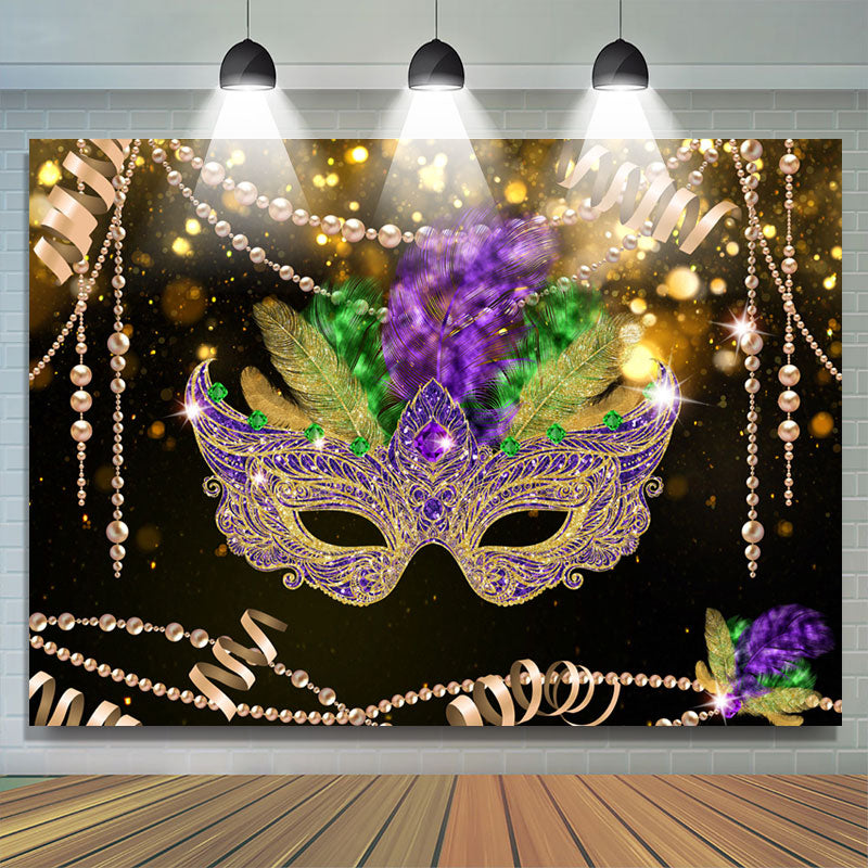 Lofaris Glitter Masquerade Carnaval Happy Holiday Backdrop