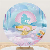 Lofaris Glitter Mermaid Round Baby Shower Backdrop For Girl