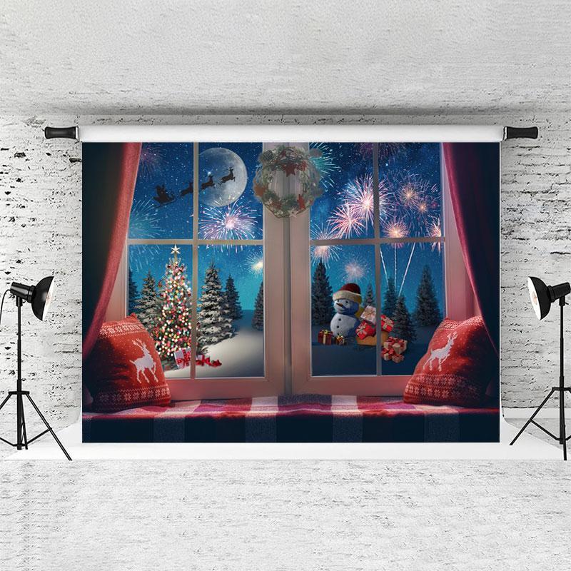 Lofaris Glitter Outside The Window Christmas Backdrop For Party