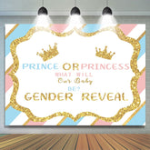 Lofaris Glitter Pink And Blue Crowns Theme Baby Shower Backdrop