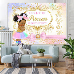 Lofaris Glitter Pink Bow Princess Baby Shower Backdrop For Girl
