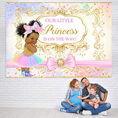 Lofaris Glitter Pink Bow Princess Baby Shower Backdrop For Girl