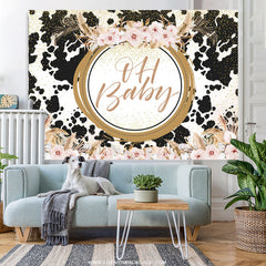 Lofaris Glitter Pink Floral Milch Cow Gender Reveal Backdrop